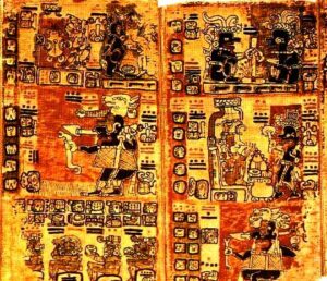 Maya-Hieroglyphen (Auszug aus dem Madrider Codex, auch Codex Tro-Cortesianus)